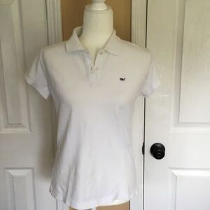 Vineyard Vines White Short Sleeve Polo with Whale Logo